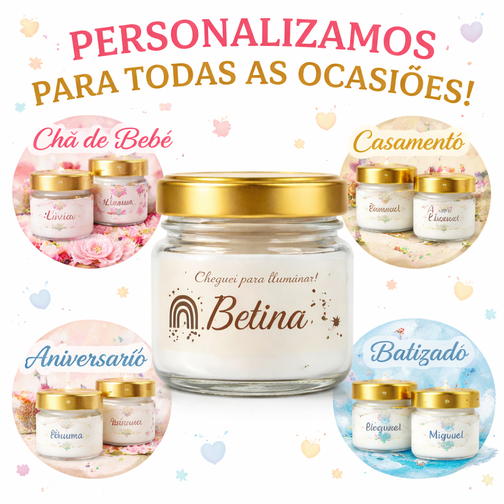 10 Velas Perfumadas no Vidro Personalizadas | Batizado, Crisma, Primeira Comunhão