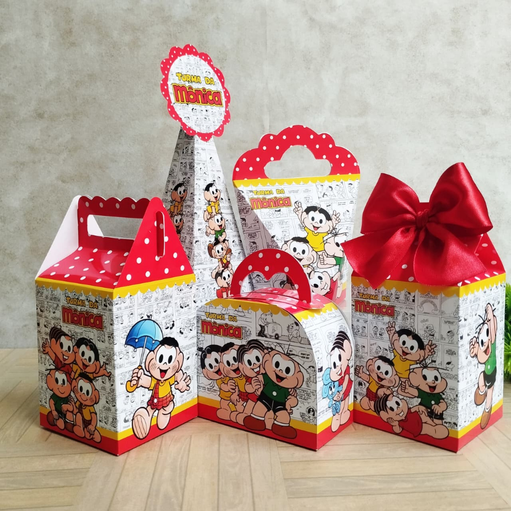 Kit Festa Turma da Mônica Caixinha Personalizada COM NOME Pegue E Monte Decoração Festa Lembrancinha