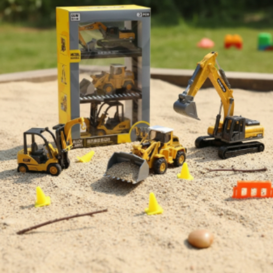 Kit 3 Veículos Construção Metal Escavadeira Pá Carregadeira Empilhadeira Infantil