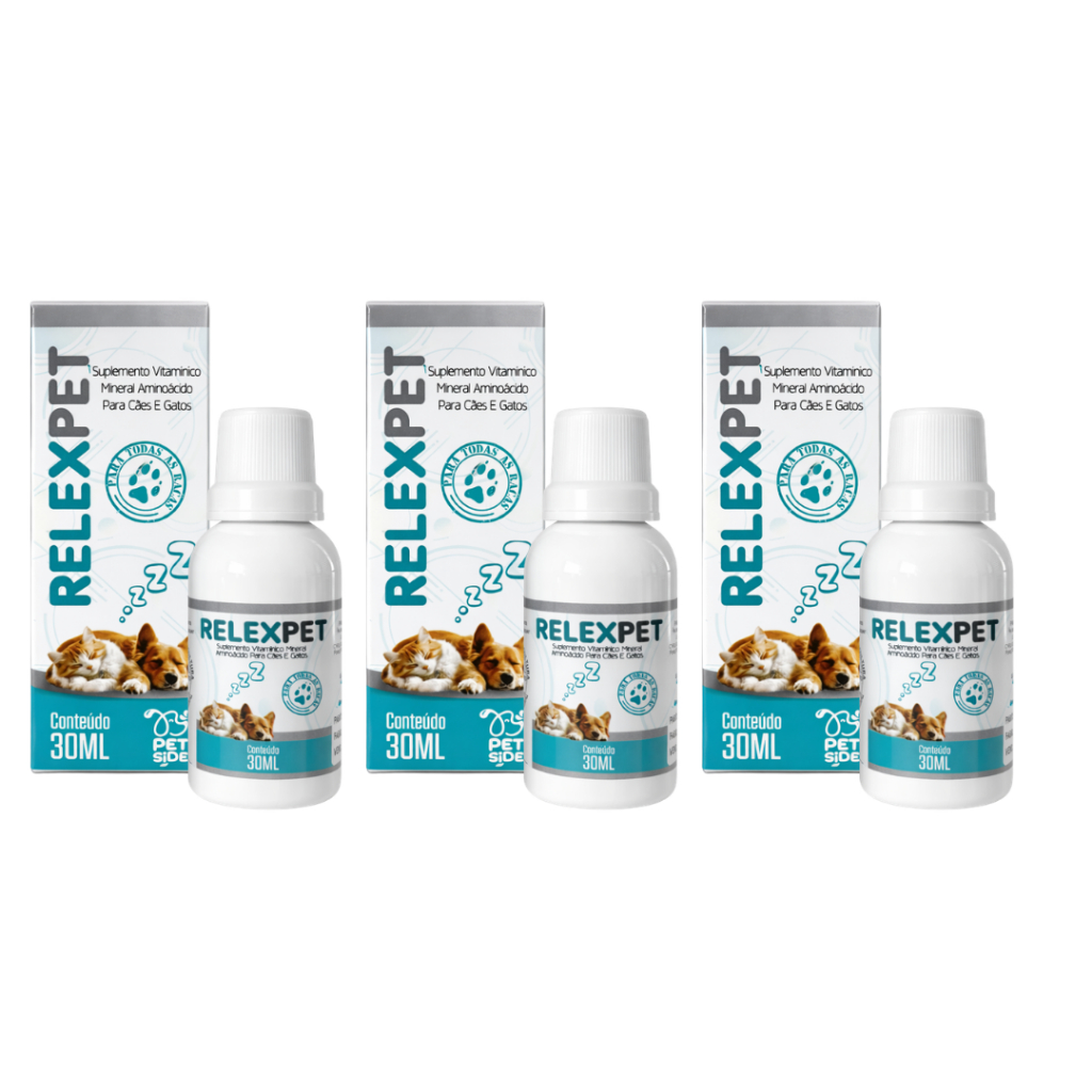 Kit 3 Calmante Natural Pet para Cães e Gatos Agitados e Ansiosos - Petside 30ml