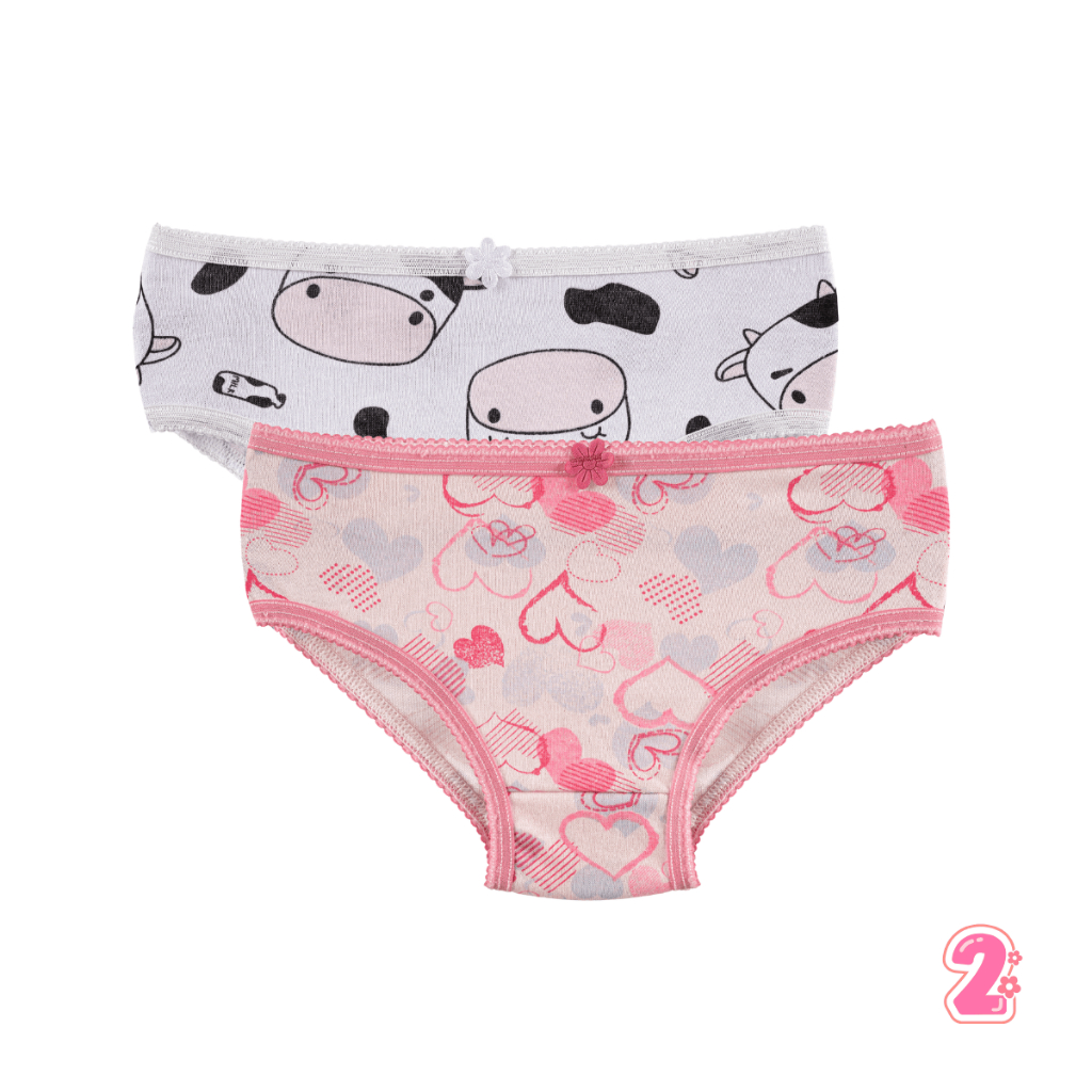 Kit 2 Calcinha Infantil Estampada 100% Algodão Confortável Antialergica Calçolinha Criança Menina