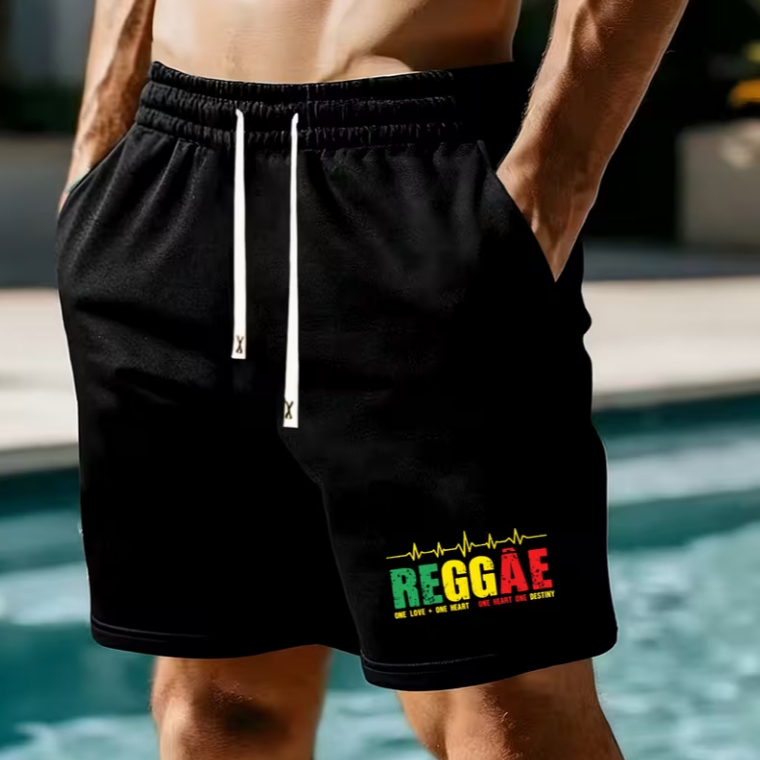 Bermuda Short Masculino Moletinho Estampado Casual Confortavel Passeio Academia Treino Reggae Music