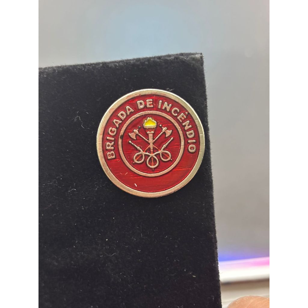 Boton Pin Broche Metal Segurança e Brigada de Incêndio 25 mm
