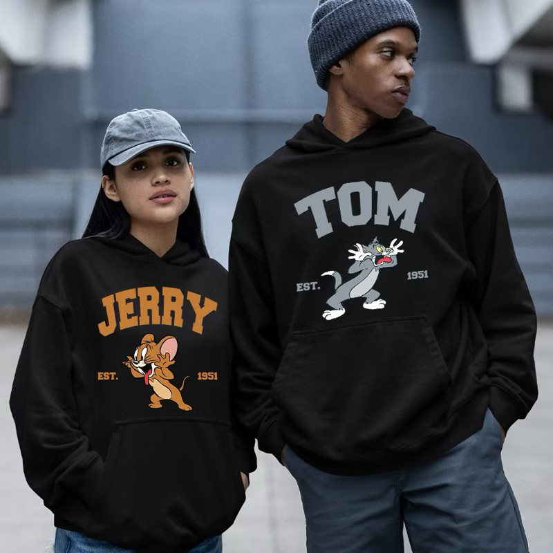 Moletom blusa de frio KIT casal Tom e Jerry casaco flanelado estampado