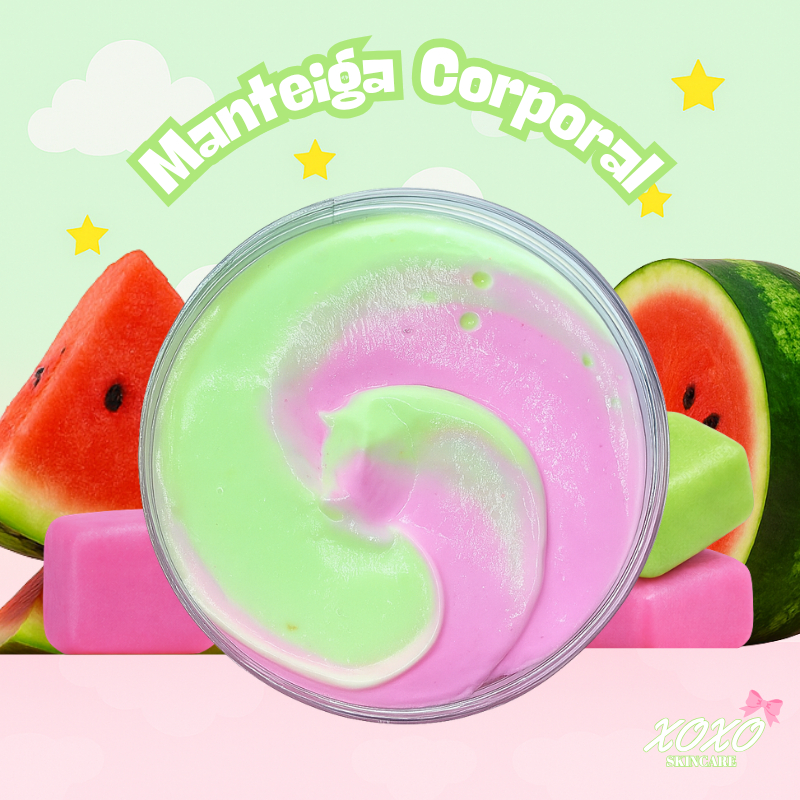 Manteiga Corporal Hidratante com Manteiga de Karité, Óleo de Coco e Vitaminas Chiclete de Melancia