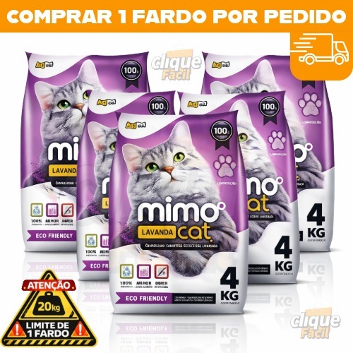 Kit 5 Areia Sanitária Higiênica Argila Natural Perfumada pra Gatos Grãos Médios Lavanda 20kg MimoCat