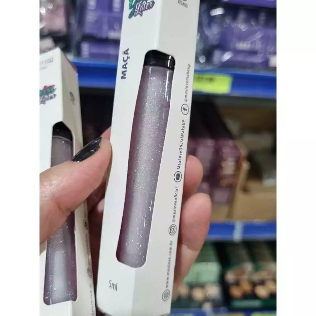 Kit 5 Gloss Labial Max Love Latex Vegano | COR 14 | Maçã C/Glitter – Brilho Intenso e Hidratante