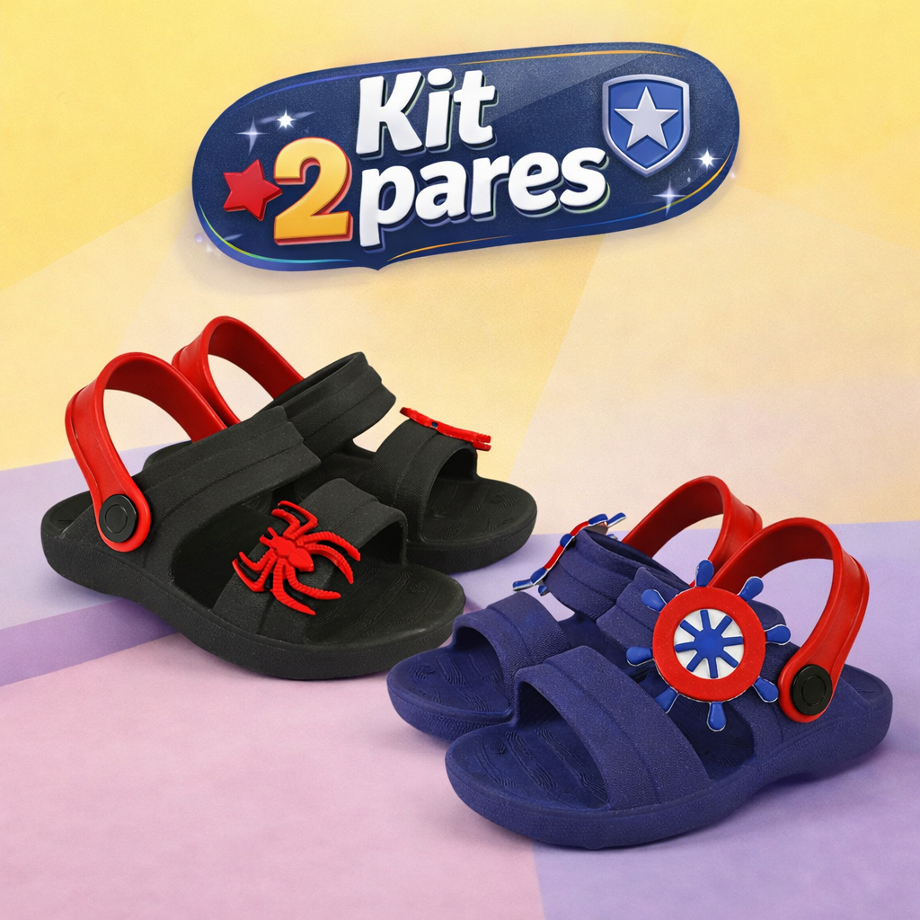 Kit 2 Pares Sandália Papete Infantil Menino Calce Fácil Leve Confortável e Macio Dia a Dia em Oferta na Shopee