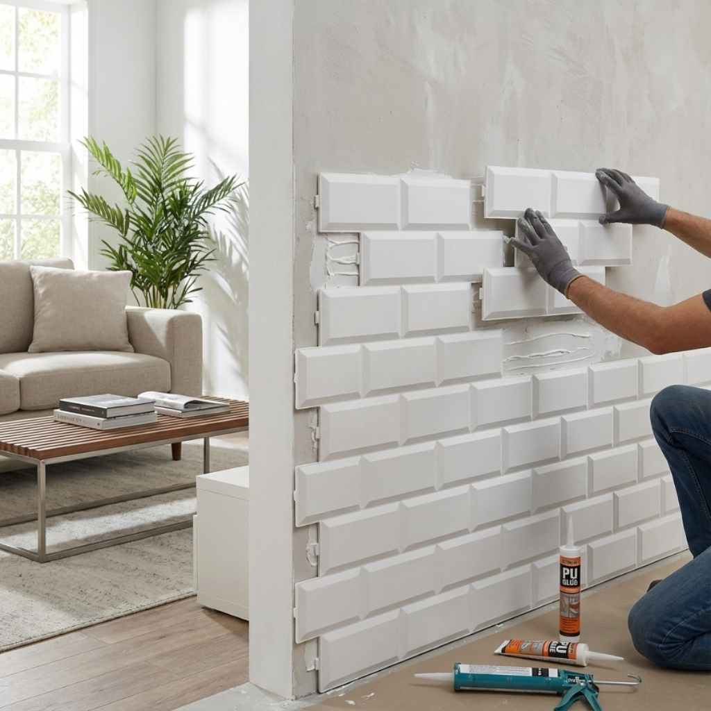4 Painel Decorativo Placas 3D Parede Tijolinho Retro White Fácil Instalação Texturizada Impermeável