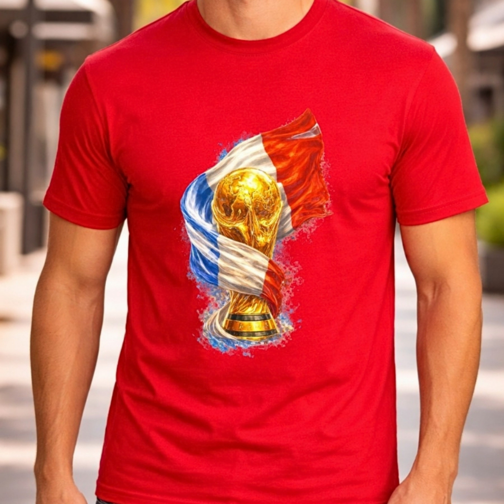 Camisa Camiseta T-shirt Estampada Copa do Mundo França Taça Troféu