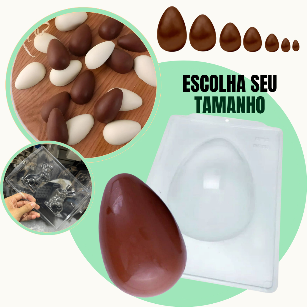 Forma PVC (acetato) para Chocolate | Mini Ovo ao Ovo 1kg e Coelho | Molde Simples Páscoa e Confeitaria