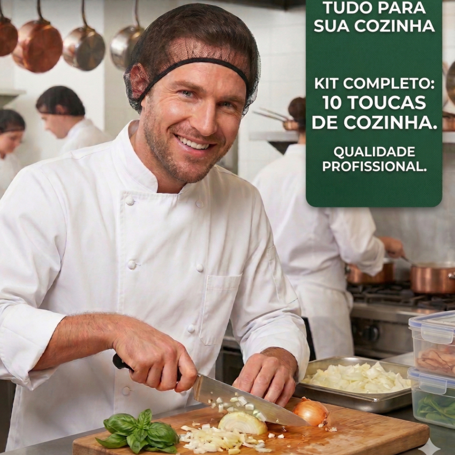 Kit 10 Toucas Rede Redinha Cozinha Preta Nylon Lavavel Capilar Cabelo Restaurante Padaria Telinha Proterora unidades EPI