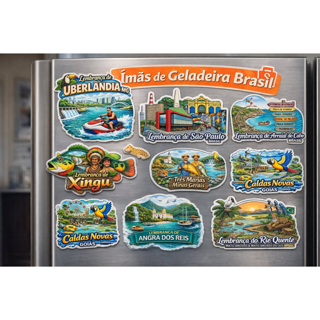 Imãs Turisticos - Cidades (Caldas Novas, Rio Quente, São Paulo, Xingu, Pantanal, Uberlândia)