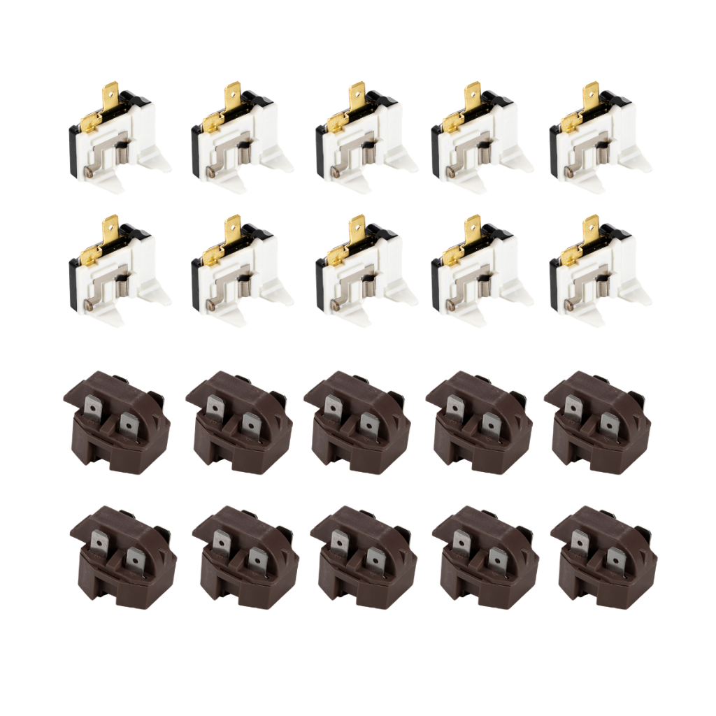 Kit 10 Rele PTC e Protetor Termico 220v Universal 1/4 1/5 1/6 1/8 1/10HP Geladeira Bebedouros