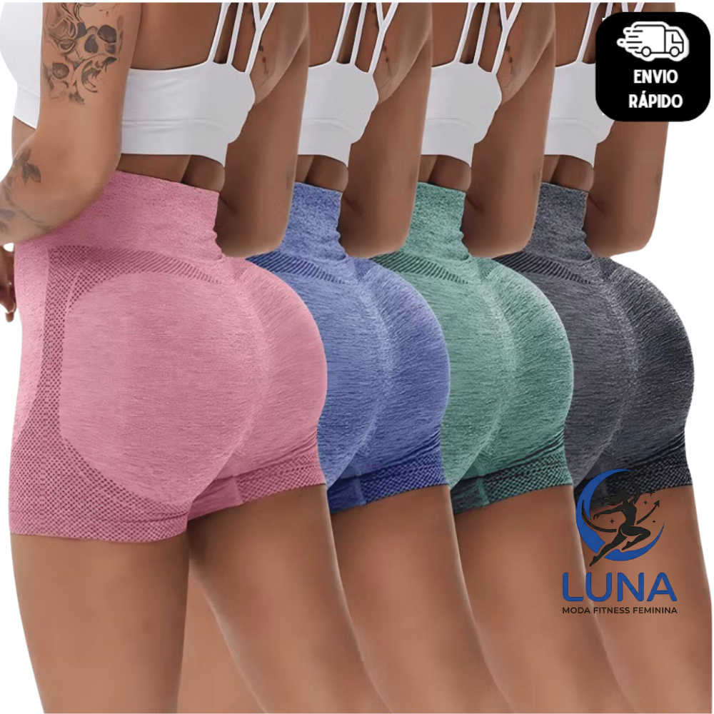 Shorts Fitness Feminino Cintura Alta Empina Bumbum | Zero Transparência Academia Modelador Não Enrola Secagem Rápida 🔥