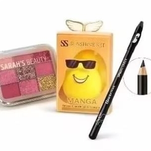 Kit Maquiagem Completo Presente Feminino + Lápis de Olho + Esponja Manga"