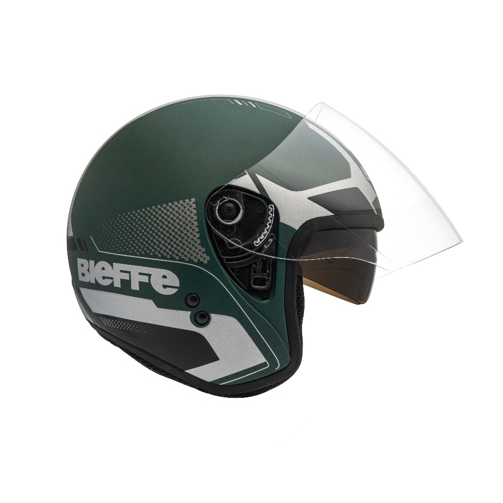 Capacete Moto Aberto Marca Bieffe - Allegro Extent Verde Militar Fosco c/ Prata
