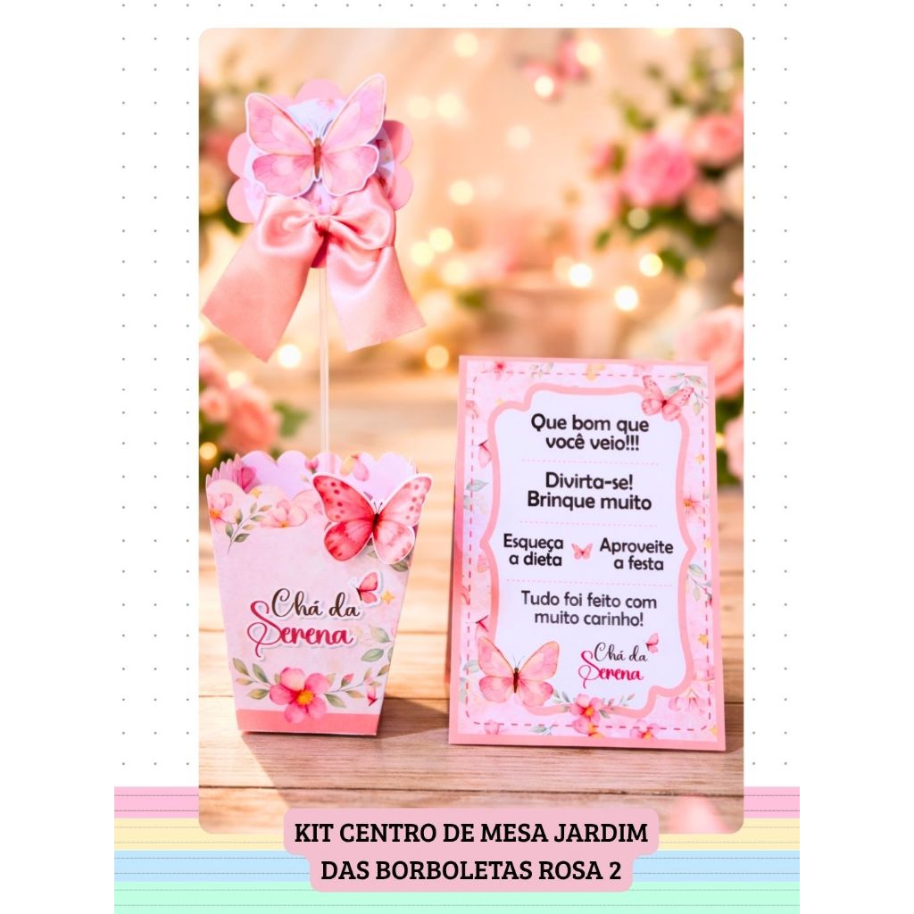 Kit Centro de Mesa BORBOLETAS Rosa Claro| Personalizado | Enfeite Cachepô Plaquinha | Decoração Festa |ENVIO RÁPIDO em Oferta na Shopee