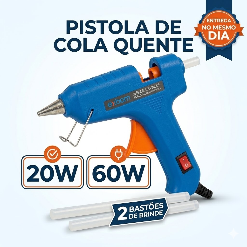 Pistola Cola Quente Bivolt 20W 60W Profissional Liga Desliga Exbom