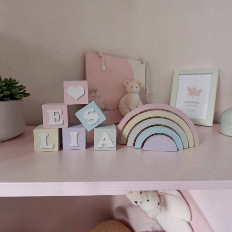Decoração infantil adorno candy colors com cubos decoração de festa e quarto mdf