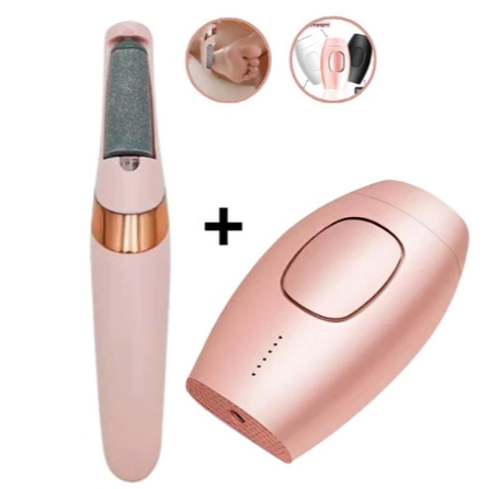 Kit de Cuidados Femininos - Depilador a Laser + Lixador de Pé Elétrico  (Cores Sortidas)