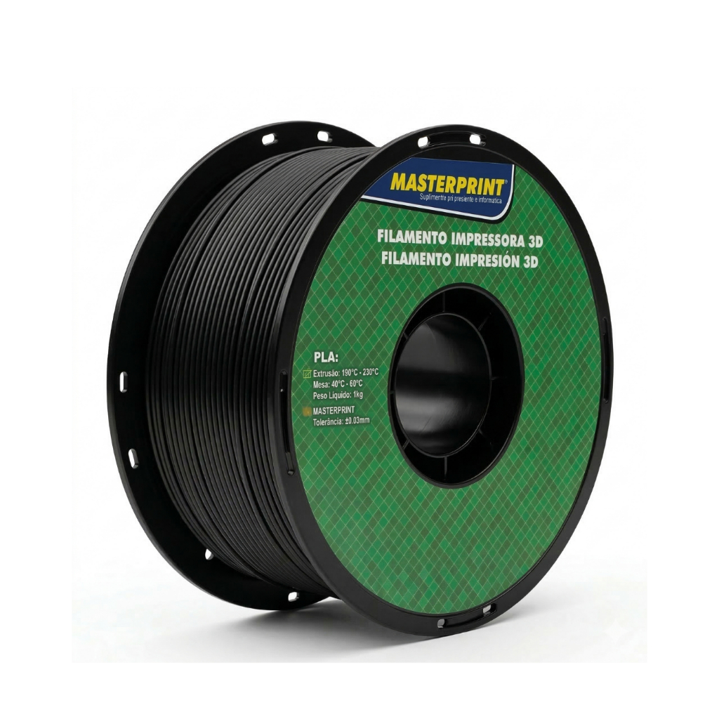 Filamento De Impressão 3d Pla 1,75mm 1kg Masterprint Preto