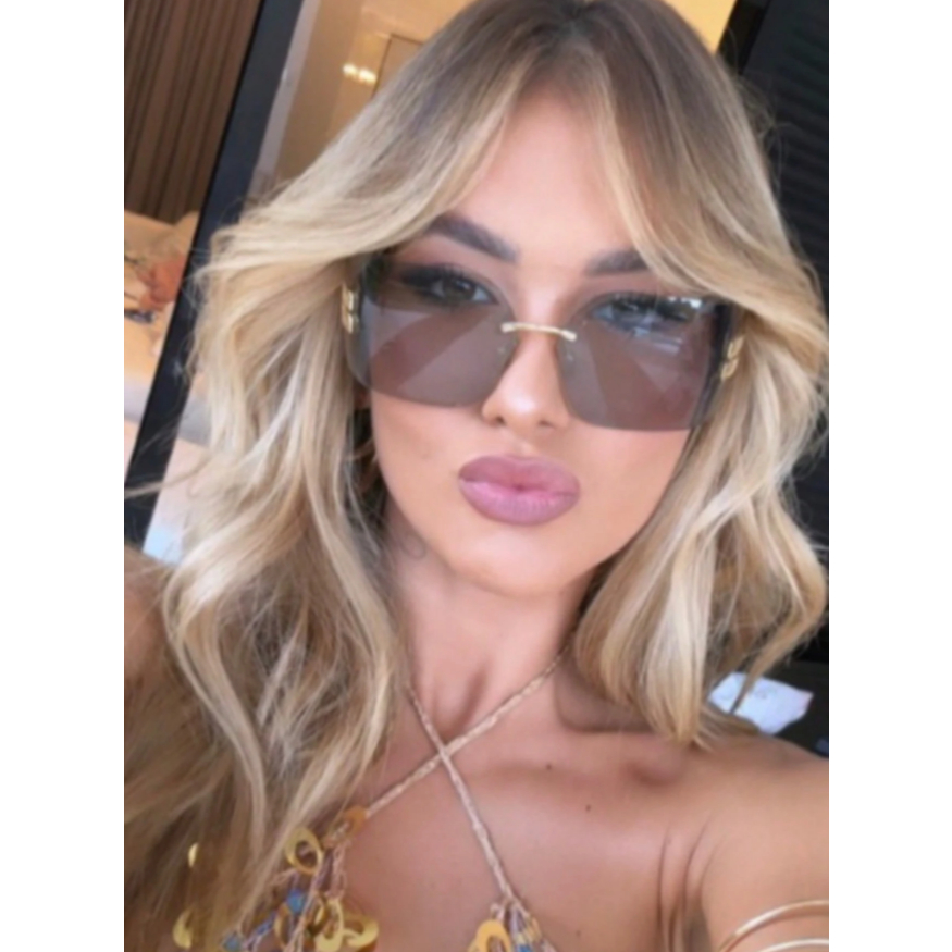 Óculos de Sol Feminino Estilo Mascara Blogueira Retangular Tendencia Polarizado Uv