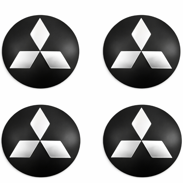 Jogo 4 Emblema Logo Adesivos Roda Mitsubishi 58mm