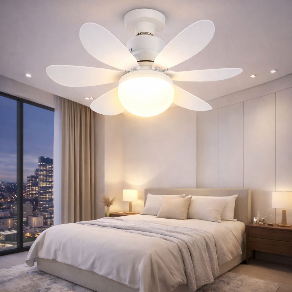 Ventilador de Teto Com Luz 100w Led 3 Tipos de Luz + Controle Remoto Ventilador C/ 6 Hélices Bivolt