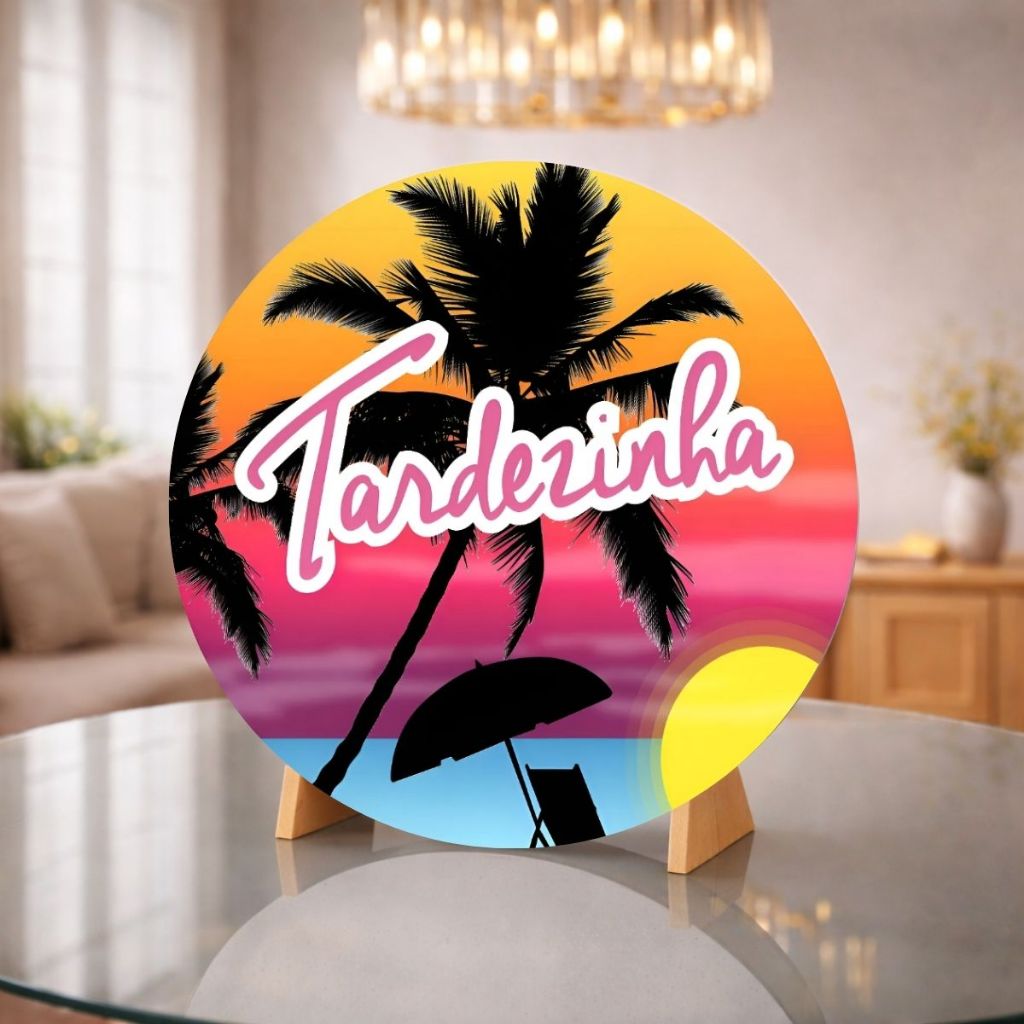 Capa Painel Redondo Mini Tema Tardezinha Festa Sublimado 50x50 Painel De Mesa