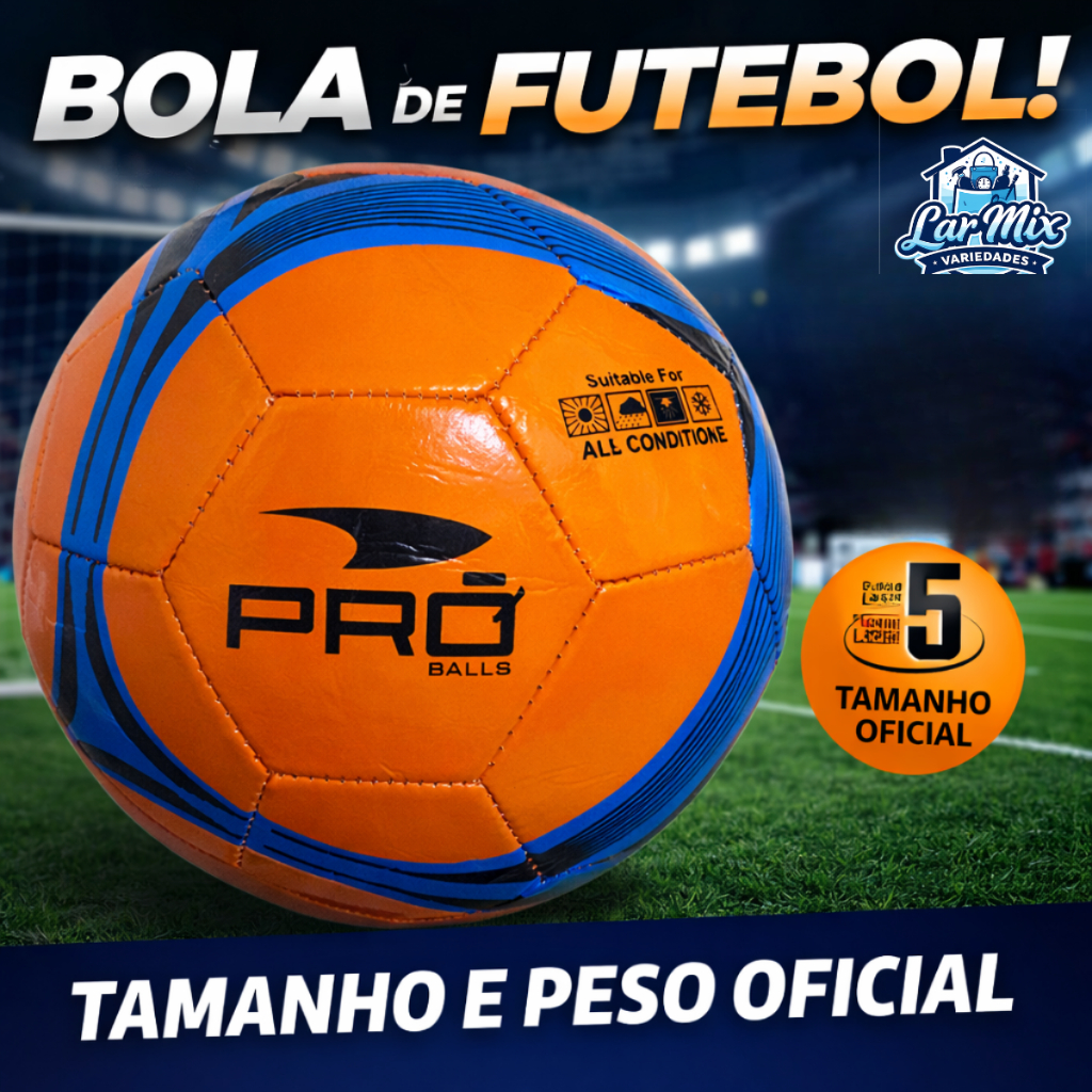 Bola de Futebol Oficial Profissional N5 PVC Resistente Alta Qualidade Campo Quadra