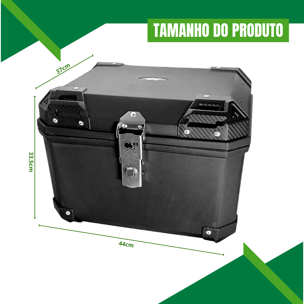 BAÚ BAULETO PLASTICO ABS TRASEIRO 45L UNIVERSAL PRETO FORRADO UNIVERSAL PARA TODAS AS MOTOS — imagem 2 de 2