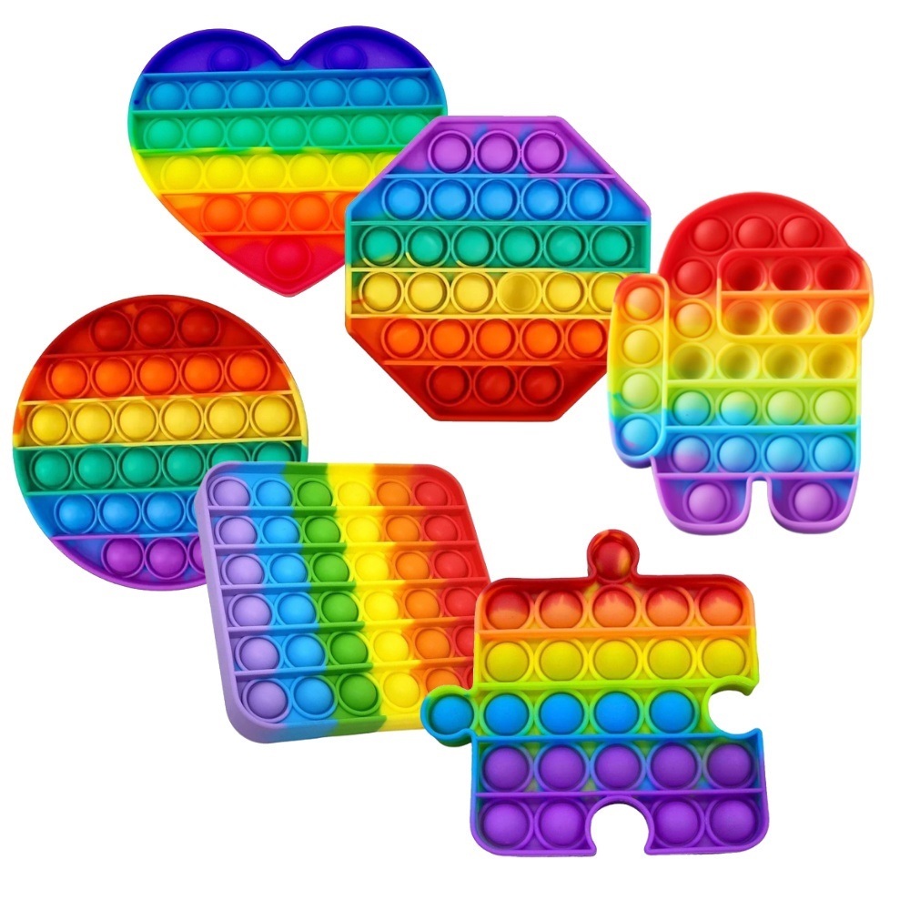 Com 2/3/5 Pop It Colorido Fidget Toys Hand Spinner Brinquedo Anti Stress Sensorial Infantil Bolha