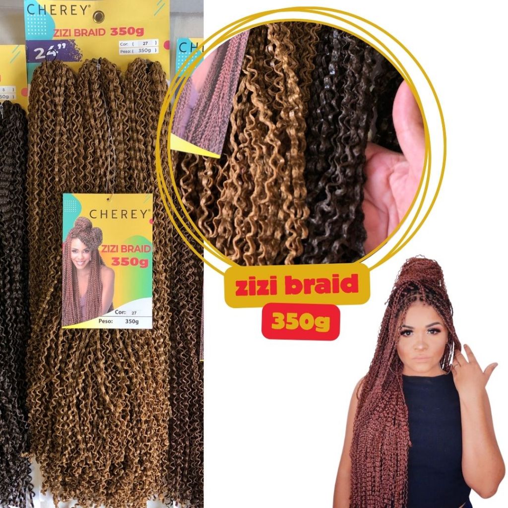 Cherey Micro Zizi Pacotão Cabelo Miojinho Kanekalon 60cm 350g Leve Reutilizavel