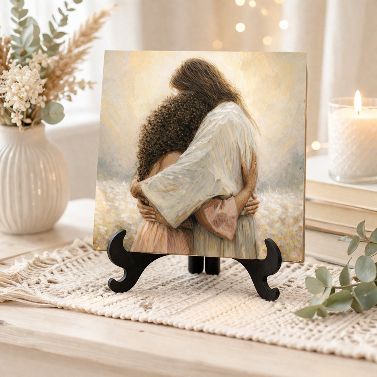 Quadro Decorativo Jesus Abraçando Decoração Religiosa Cristã Representatividade Presente Espiritual em Oferta na Shopee