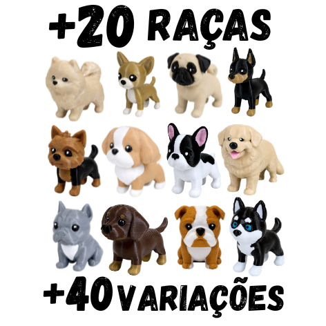Cachorro Miniatura Decorativa | Escolha a Raça do Seu Pet | +40 Variações | Decoração ou Chaveiro