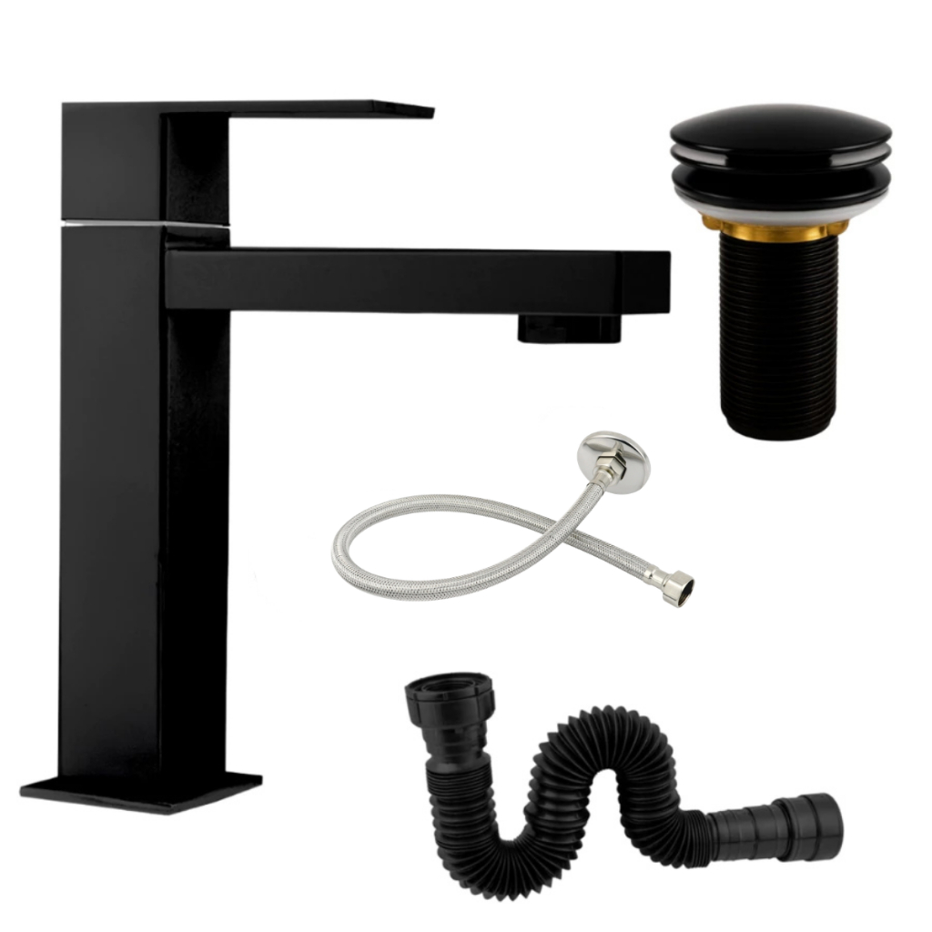 Torneira Para Banheiro Lavatório Bica Baixa Inox + Válvula Click 7/8 Universal + Engate e Sifão Luxo em Oferta na Shopee