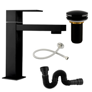 Torneira Para Banheiro Lavatório Bica Baixa Inox + Válvula Click 7/8 Universal + Engate e Sifão Luxo em Oferta na Shopee