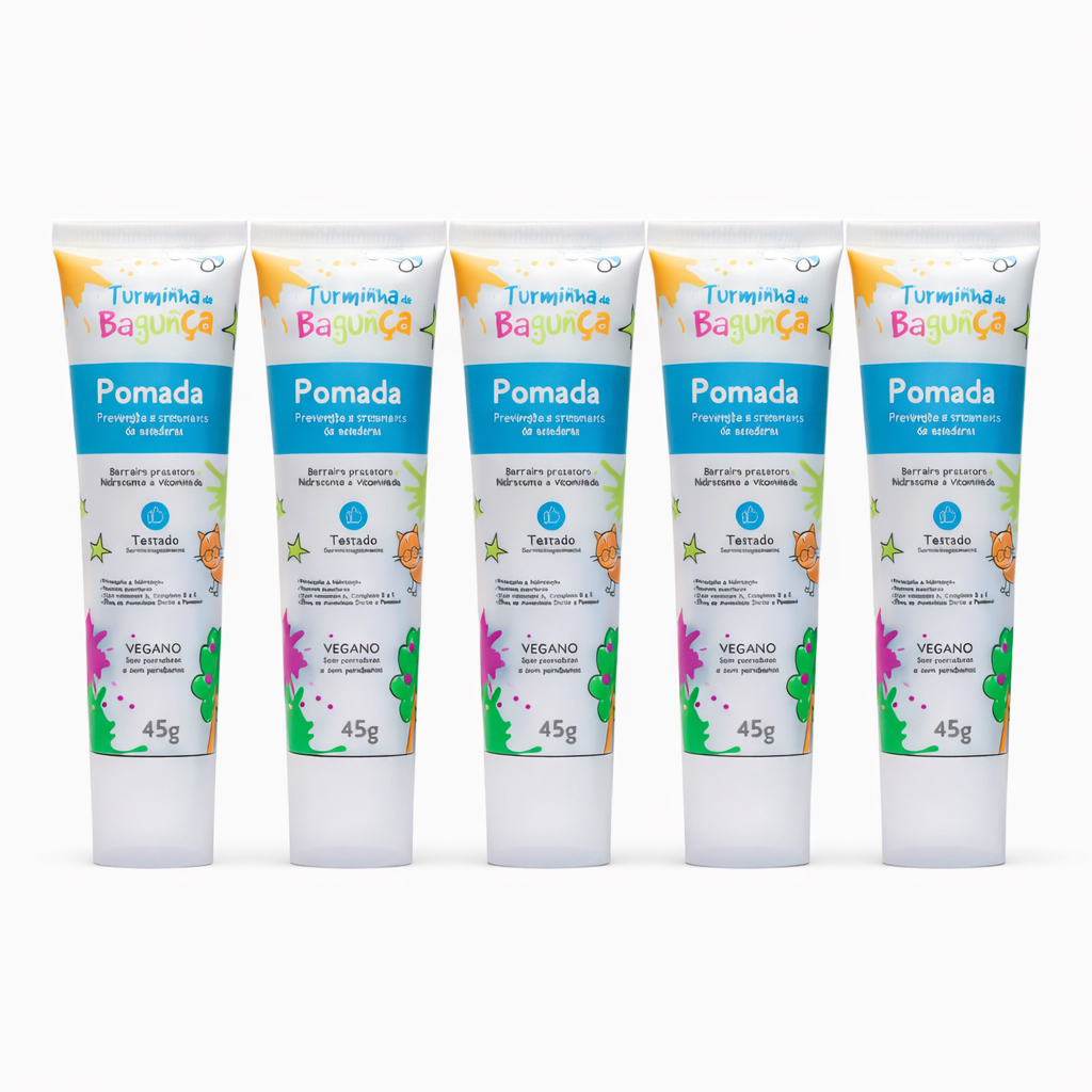 Kit 5 Pomadas Assadura Bebê Turminha da Bagunça 45g