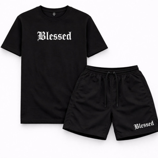 Kit Conjunto Camiseta Blessed Algodão + Bermuda Masculina Tectel Streetwear Premium Conjunto Verão Casual Moda Urbana em Oferta na Shopee