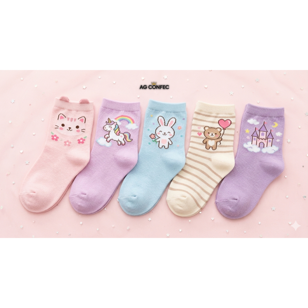 Kit 24 Pares de Meias de Bebê Criança Infantil MENINA Feminina Confortáveis 2-10 ANOS