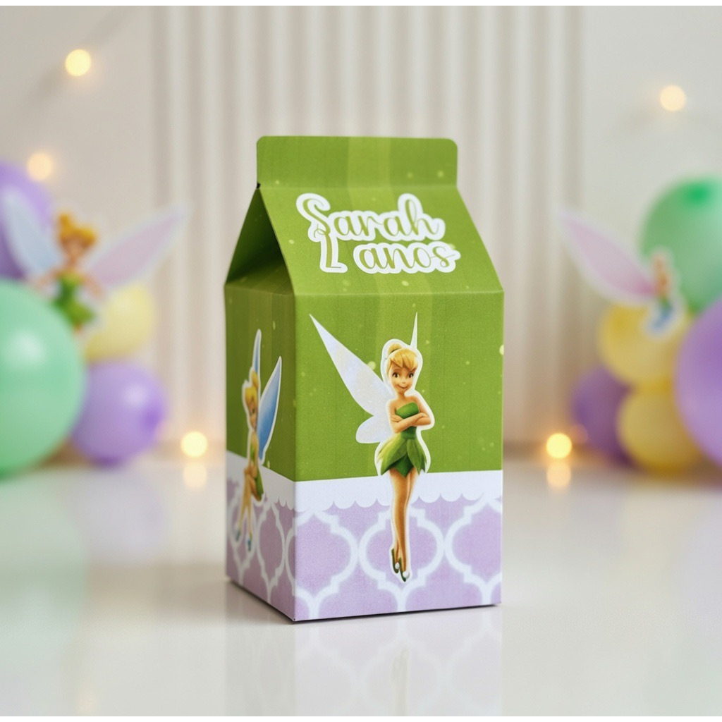 10 Caixinhas MILK TINKER BELL  | PEGUE E MONTE   | Personalizada Com Nome | Lembrancinhas Personalizados Kit Festa