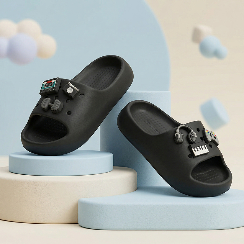Chinelo Slide Infantil Menino Masculino bottons removíveis videogame EVA Macio Confortável