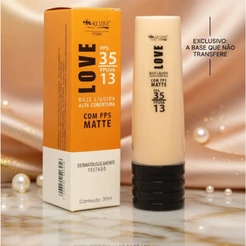 Base Líquida Matte Alta Cobertura FPS 35 Max Love Pele Saudável, Sequinha e Protegida Cores 50 a 61