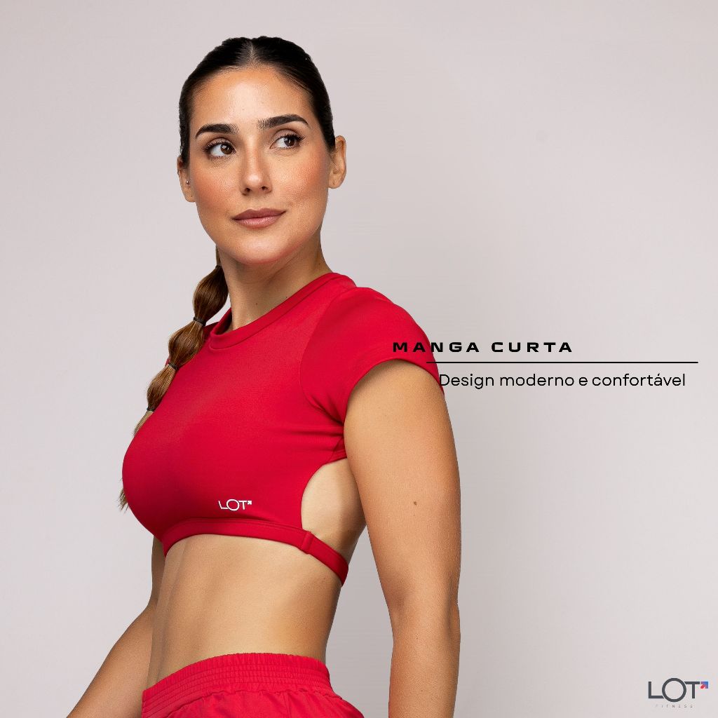 Top Poliamida com Manga Curta Costas Abertas Academia Fitness Feminina Corrida Esportivo · foto 2