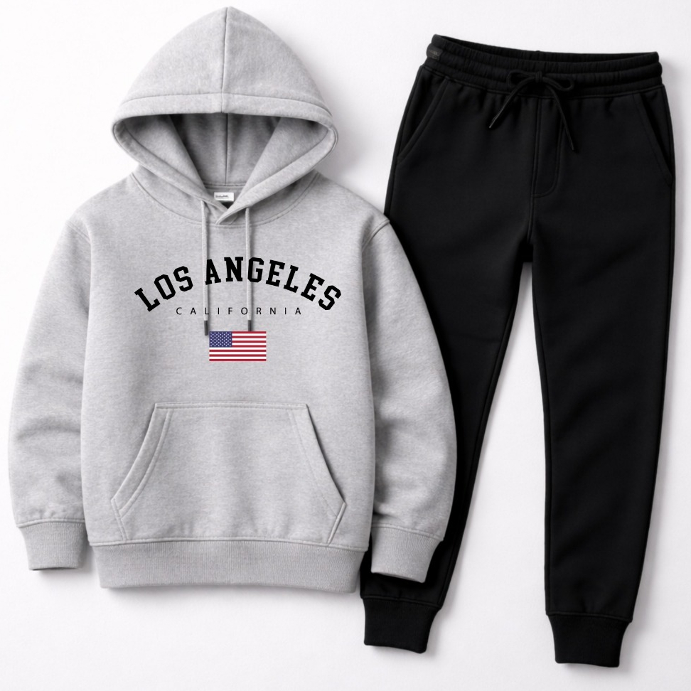 Conjunto Moletom Infantil PREMIUM Flanelado Moletom e Calça Estampado Los Angeles Quentinho Confortável