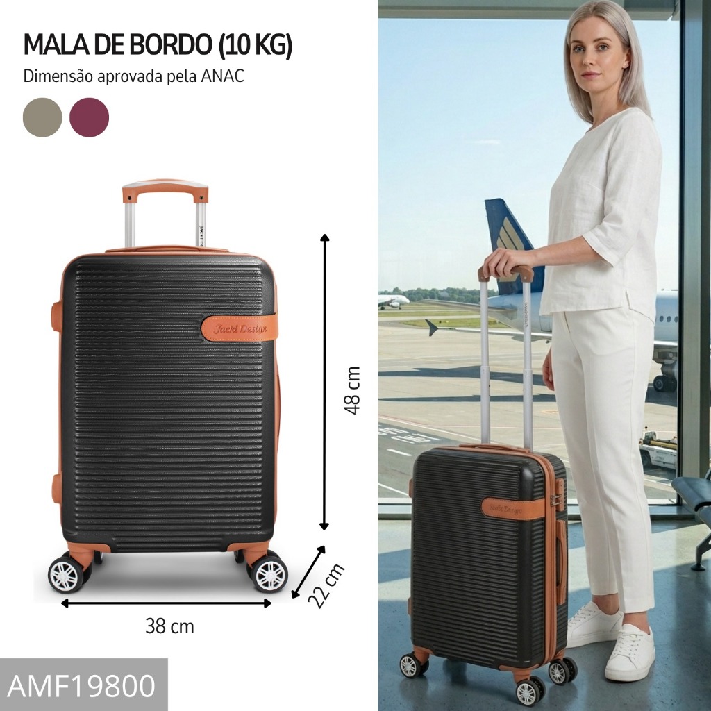 Mala de Bordo com melhor Custo-Benefício Bagagem de mão Preto - 10 kg | Jacki Design · foto 2