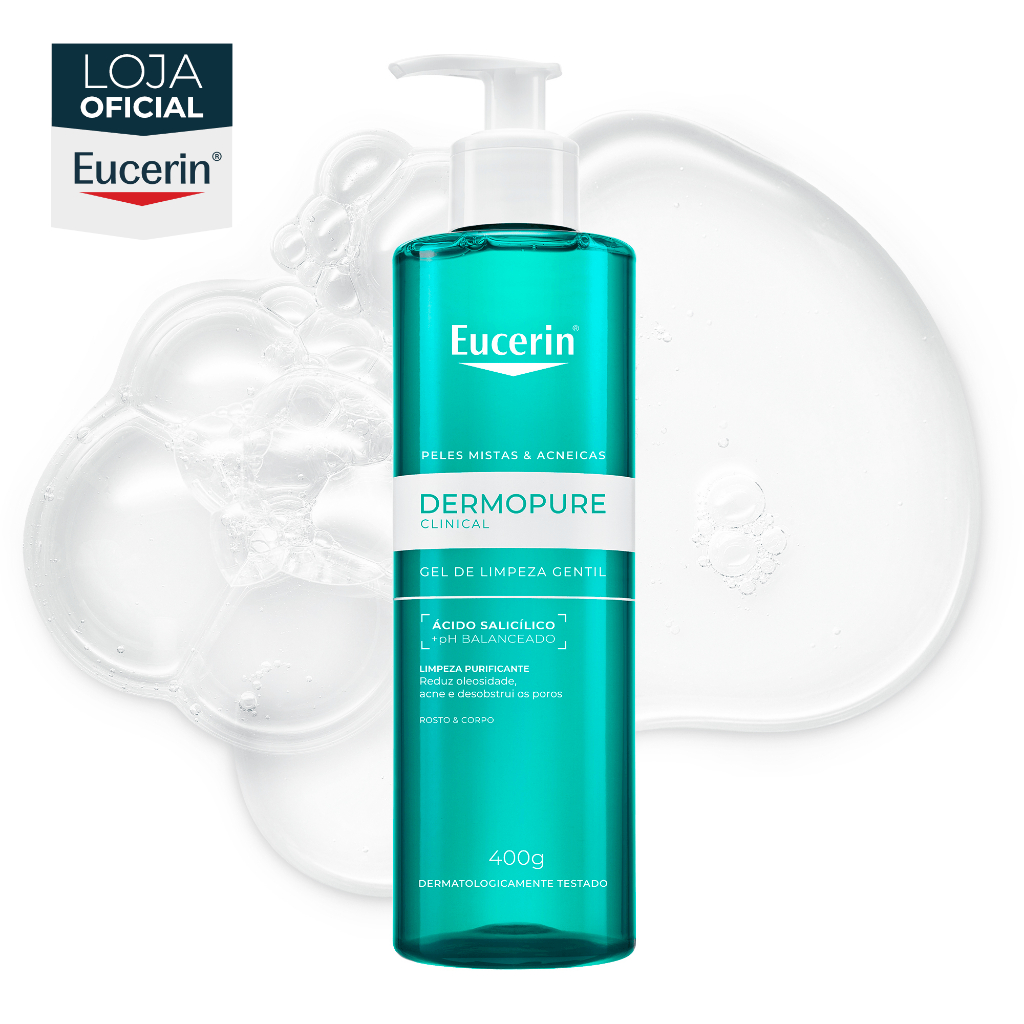 EUCERIN Gel de Limpeza Facial Antiacne Dermo Pure Gentil 400ml em Oferta na Shopee