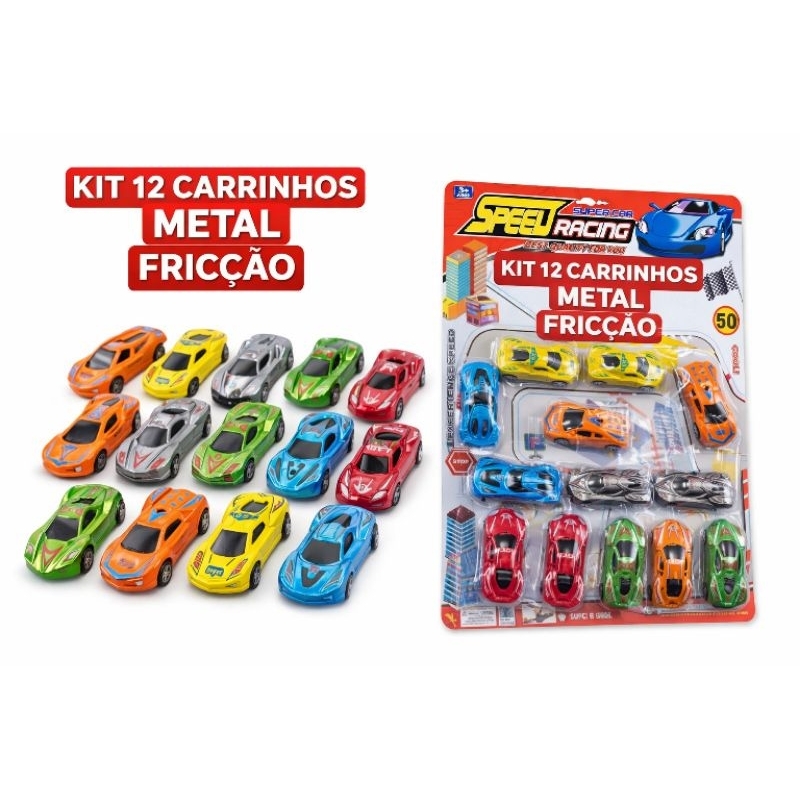 brinquedo kit 12 carrinhos fricção  carros sport car, Disney pixar relampago mcqueen/coleção