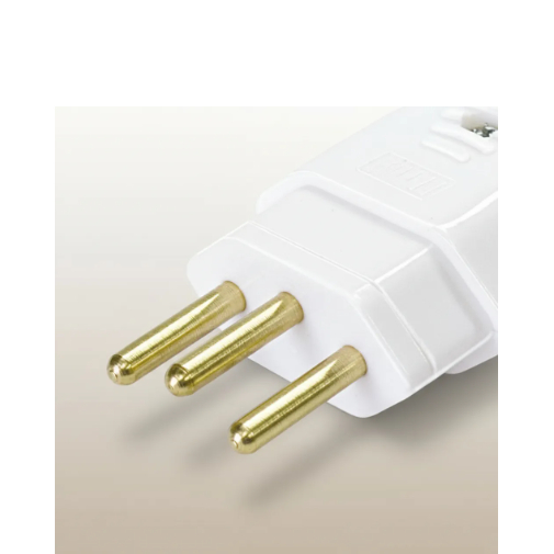 Plug Macho 180º 2P+T 10A e 20A 250V Branco BLUX Tomada Desmontável